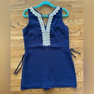 Lilly Pulitzer romper. Navy with gold detail. Size 8